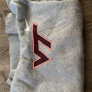 Nike Gray Long Sleeve Sweatshirt with Red Logo